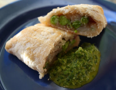 Samosa Dough, Filling and Cilantro Chutney