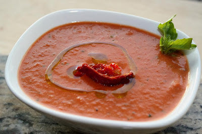 Cream of Roasted Pepper & Tomato Soup with Tuscan Herb EVOO