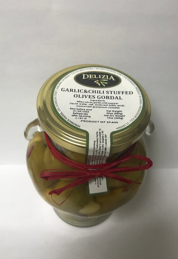 Garlic & Chili Stuffed Olives (Hot)